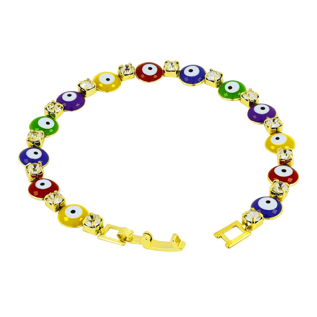 Turkish Evil Eye Multi Colour 18K Gold Bracelet For Women Bulk