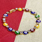 Turkish Evil Eye Multi Colour 18K Gold Bracelet For Women Bulk