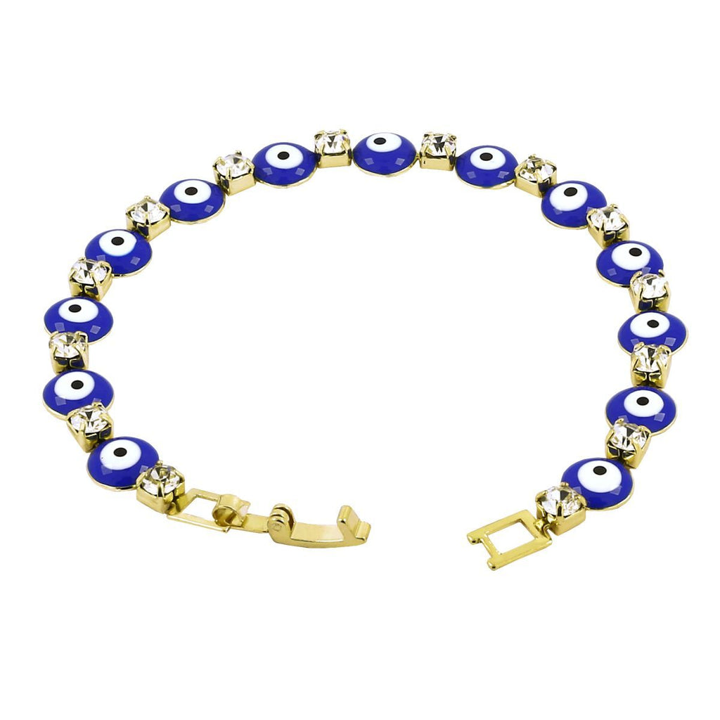 Turkish Evil Eye Lucky Blue 18K Gold Bracelet For Women Bulk