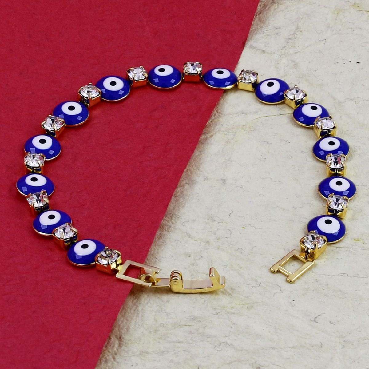Turkish Evil Eye Lucky Blue 18K Gold Bracelet For Women Bulk