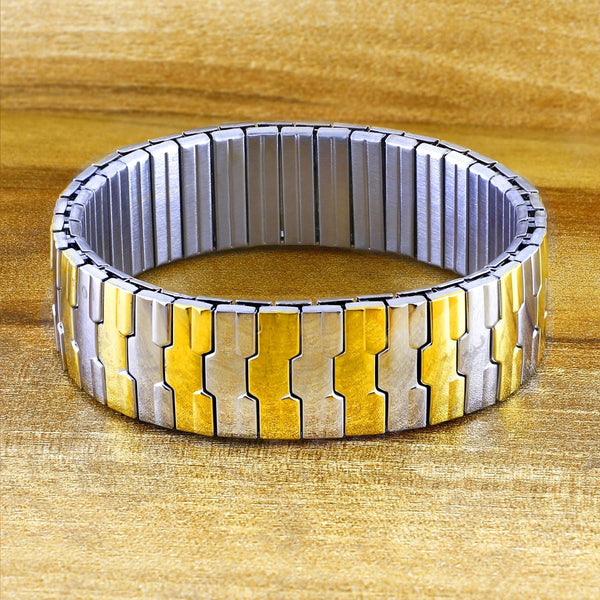 Watch Strap Style Stretch Gold Silver Stainless Steel Bracelet Bulk Main image