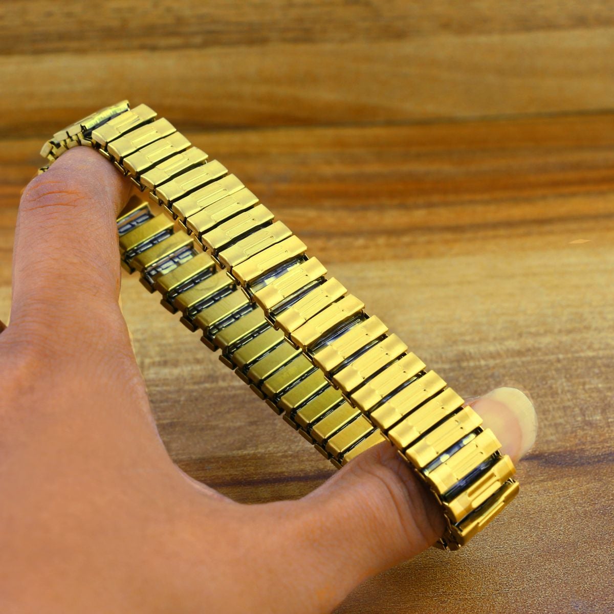 Watch Strap Stretch 18K Gold 316L Stainless Steel Bracelet Men Bulk