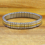 Watch Strap Stretch Gold Silver 316L Stainless Steel Bracelet Men