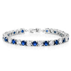 Classic Round Cubic Zirconia Blue Sapphire Tennis Bracelet Women Bulk