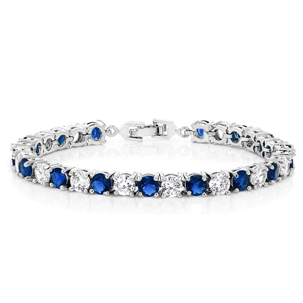 Classic Round Cubic Zirconia Blue Sapphire Tennis Bracelet Women Bulk