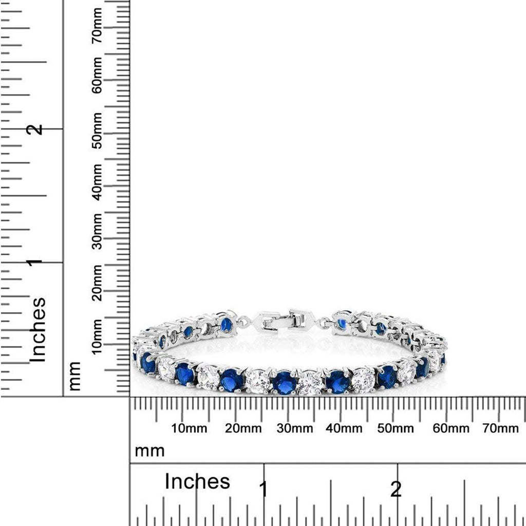 Classic Round Cubic Zirconia Blue Sapphire Tennis Bracelet Women Bulk