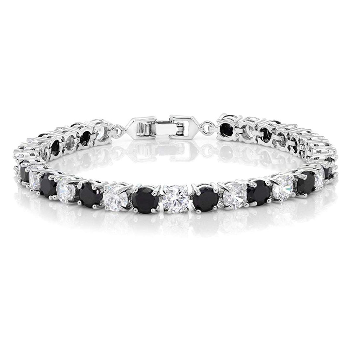 Classic Round Cubic Zirconia Black Spinel Tennis Bracelet Women Bulk