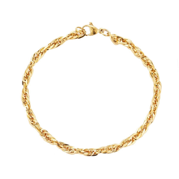 Triple Links Korean 18K Gold Placed Links Chain Bracelet For Men Bulk Main image