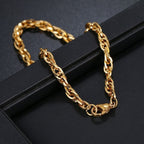 Triple Links Korean 18K Gold Placed Links Chain Bracelet For Men Bulk