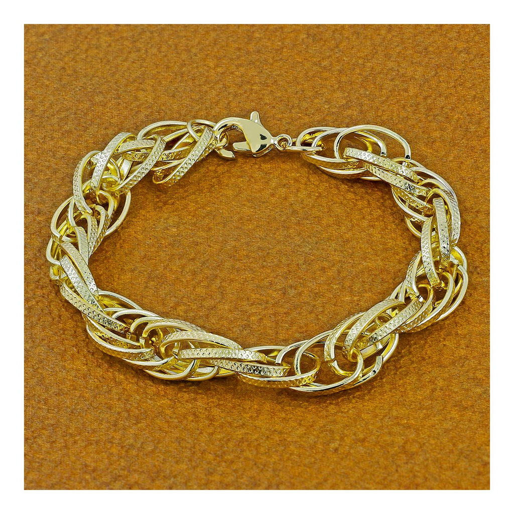 Multi Inter Links Rope Korean 18K Gold Plated Chain Bracelet Men Bulk