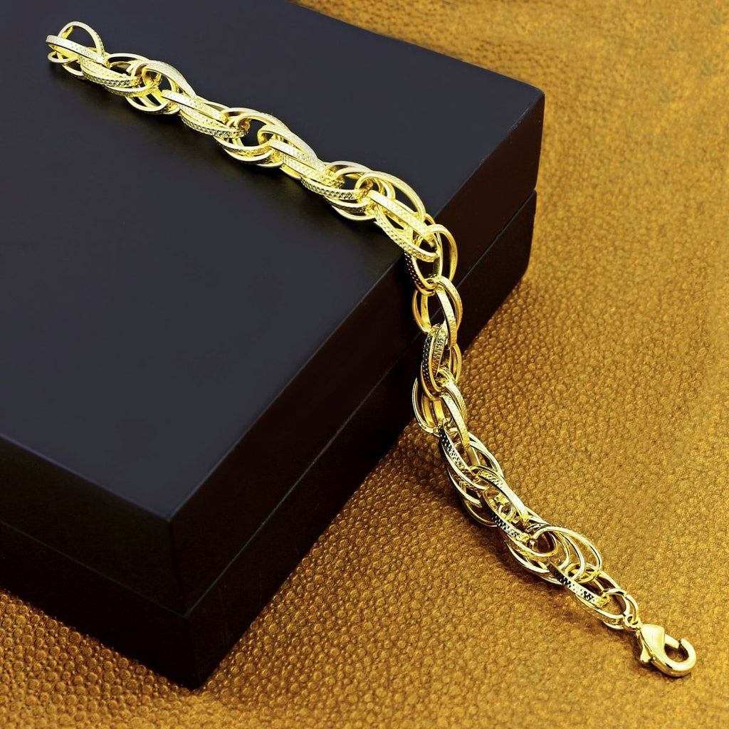 Multi Inter Links Rope Korean 18K Gold Plated Chain Bracelet Men Bulk
