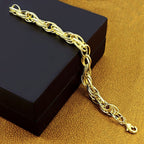 Multi Inter Links Rope Korean 18K Gold Plated Chain Bracelet Men Bulk