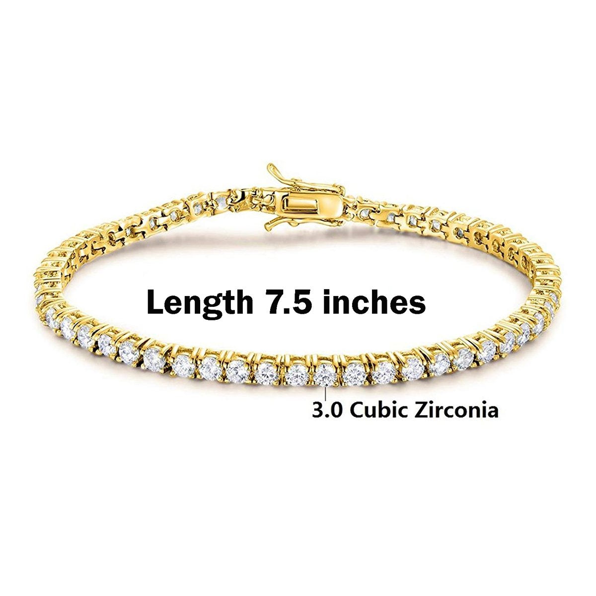 18K Gold Baguette Cubic Zirconia American Diamond Tennis Bracelet