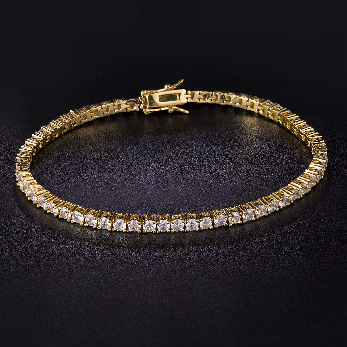 18K Gold Baguette Cubic Zirconia American Diamond Tennis Bracelet Main image