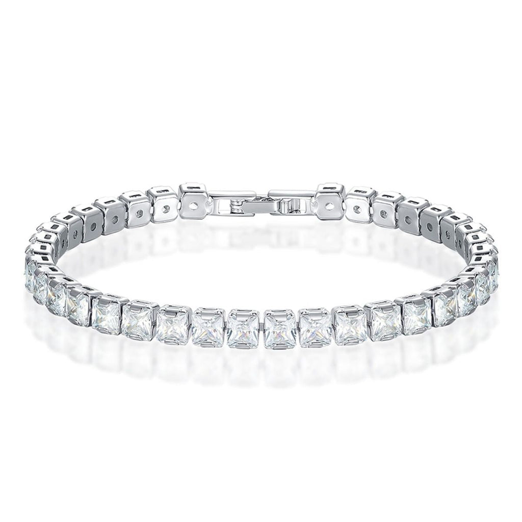 Princess Cut CZ American Diamond Silver Tennis Bracelet Bulk