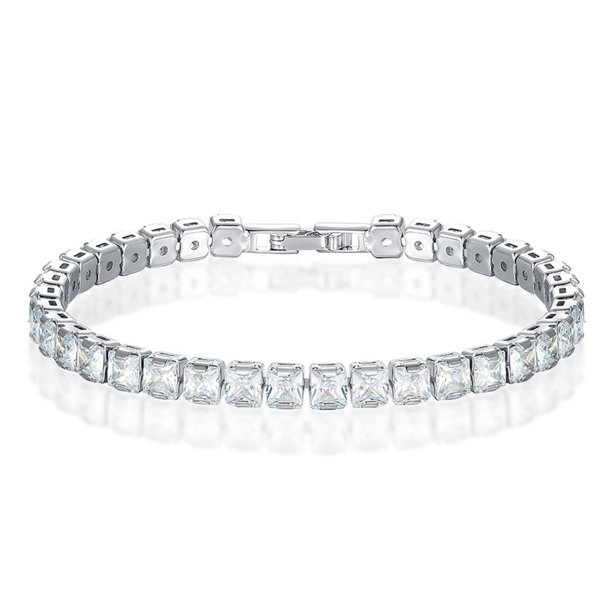 Princess Cut CZ American Diamond Silver Tennis Bracelet Bulk