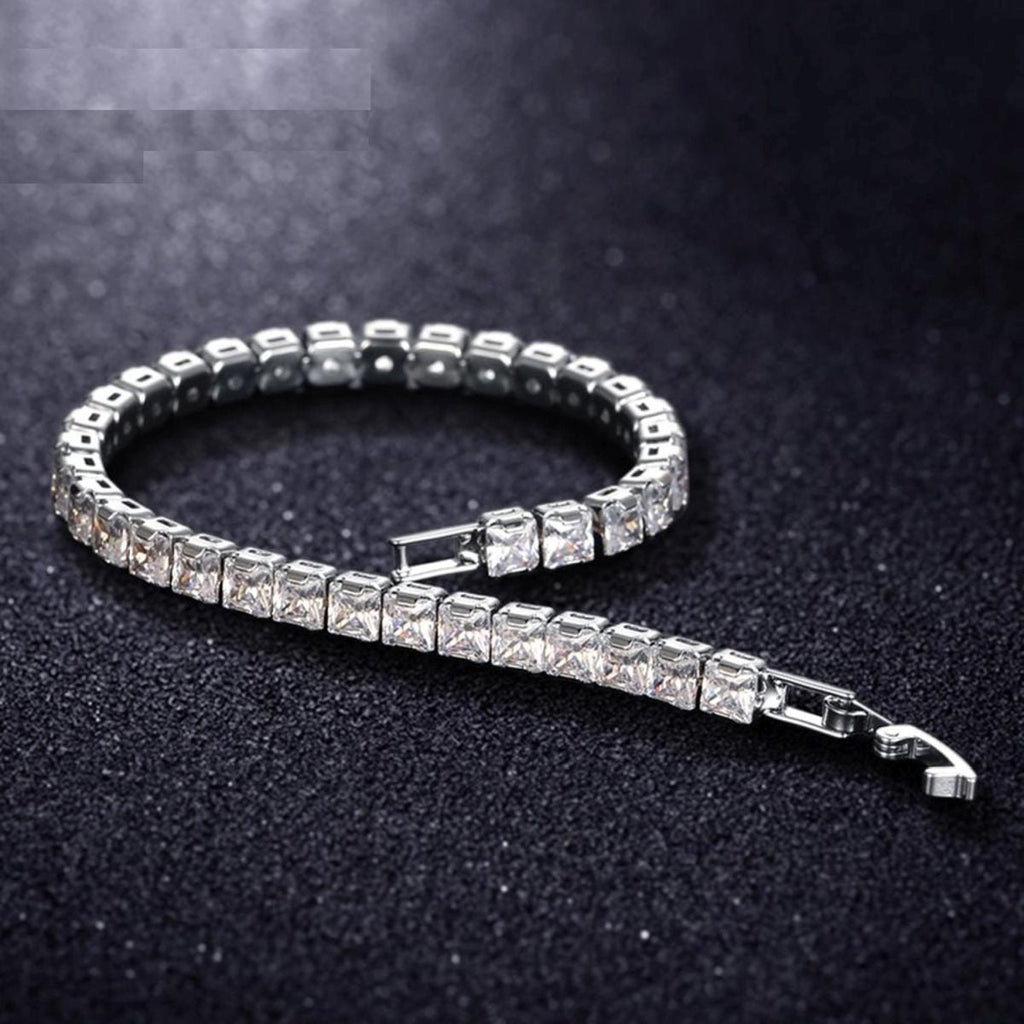 Princess Cut CZ American Diamond Silver Tennis Bracelet Bulk