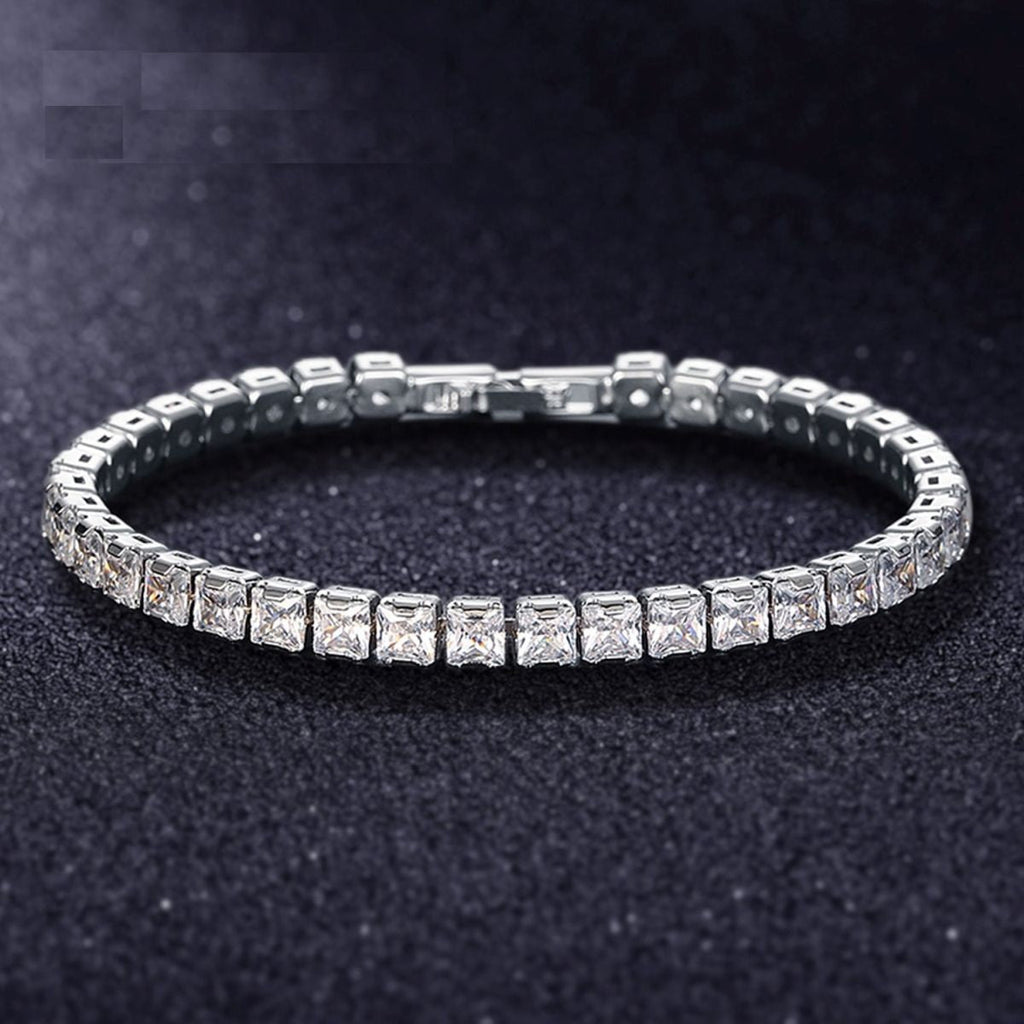 Princess Cut CZ American Diamond Silver Tennis Bracelet Bulk
