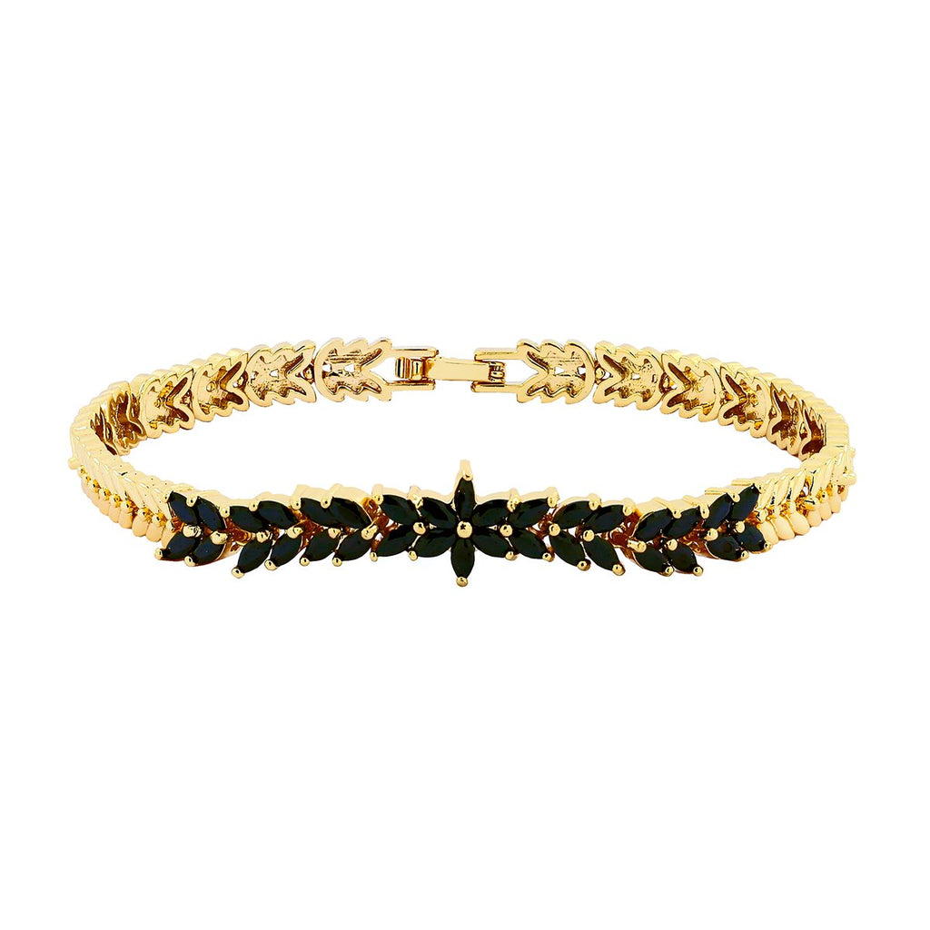 Floral Daily Delicate Black 18K Gold Plated Bracelet For Women Bulk