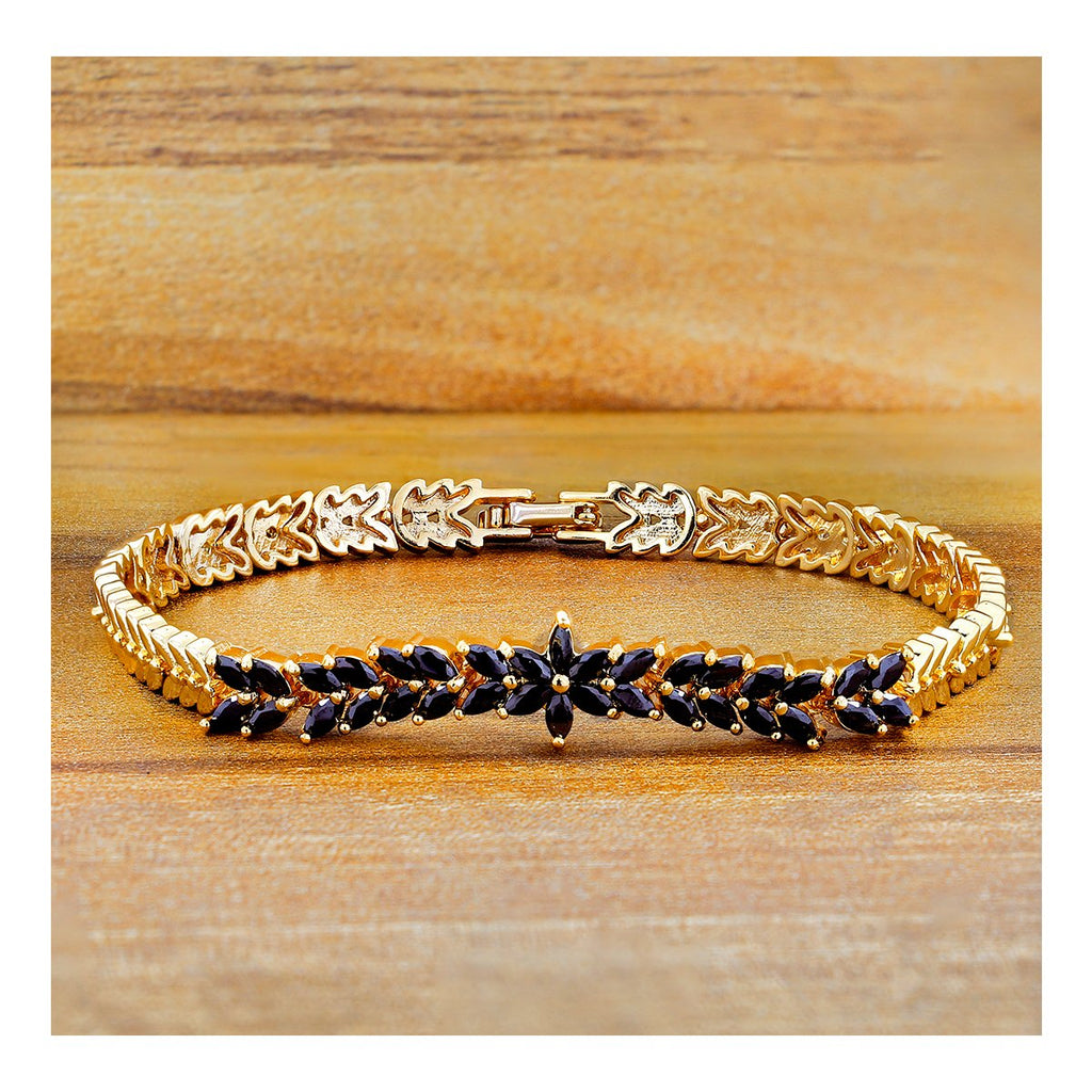 Floral Daily Delicate Black 18K Gold Plated Bracelet For Women Bulk