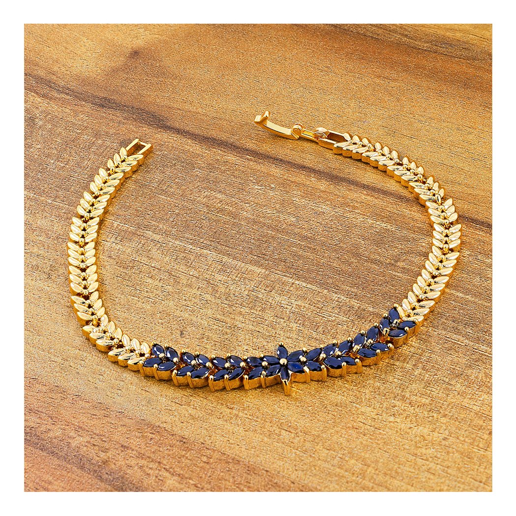 Floral Daily Delicate Black 18K Gold Plated Bracelet For Women Bulk