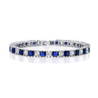 Princess Cut Cubic Zirconia Blue Sapphire Tennis Bracelet Women Bulk