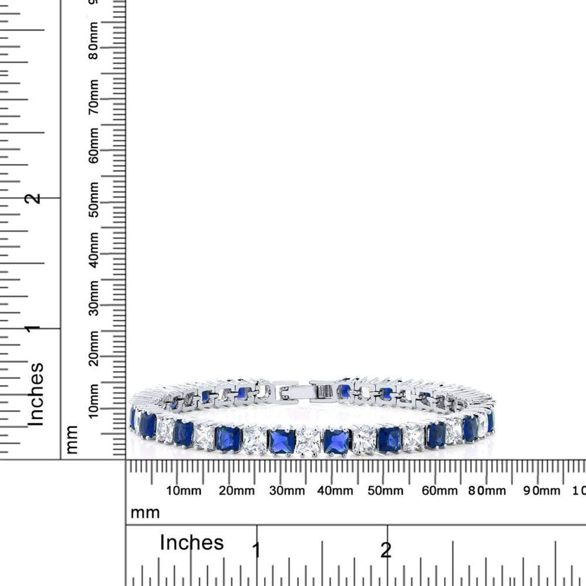 Princess Cut Cubic Zirconia Blue Sapphire Tennis Bracelet Women Bulk