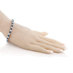 Princess Cut Cubic Zirconia Blue Sapphire Tennis Bracelet Women Bulk