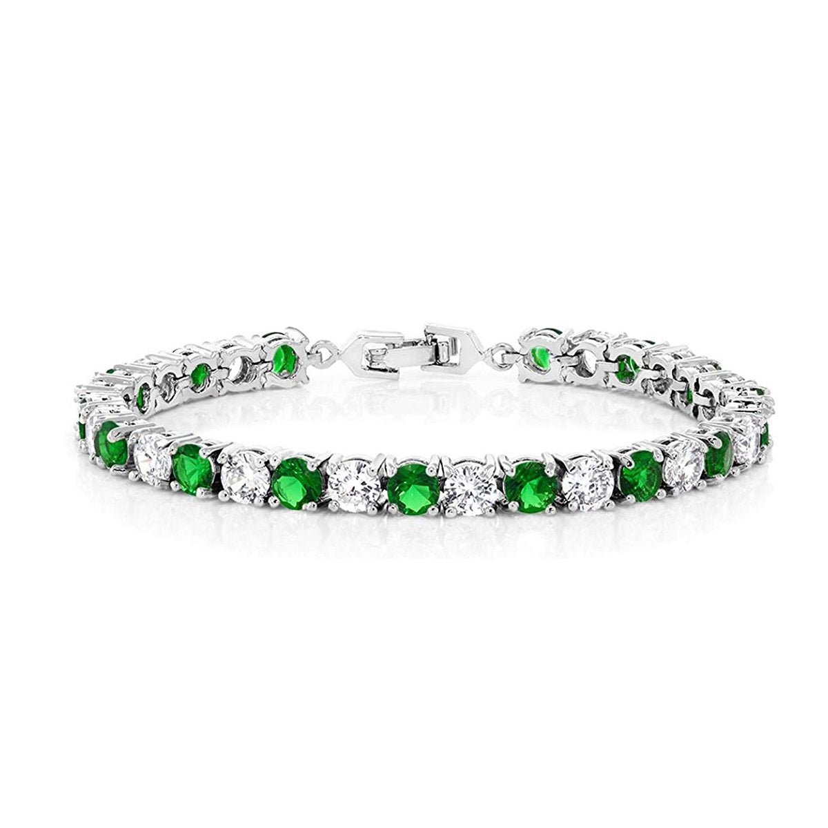 Classic Cubic Zirconia Emerald Green Tennis Bracelet For Women Bulk