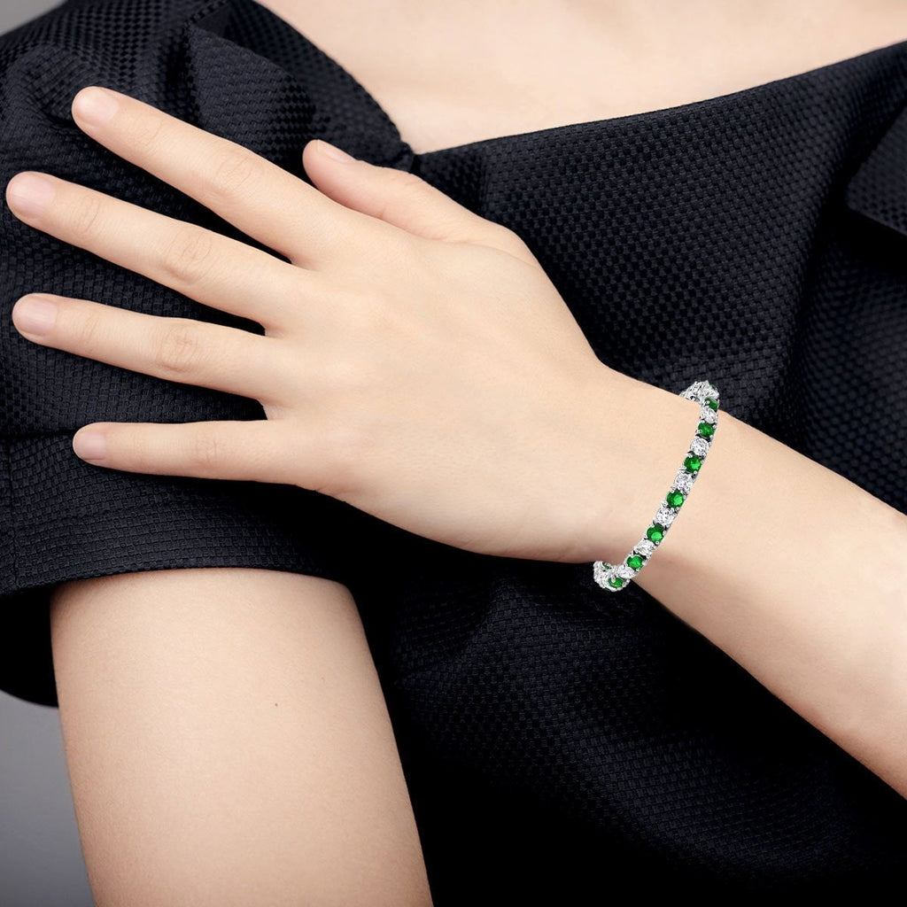 Classic Cubic Zirconia Emerald Green Tennis Bracelet For Women Bulk
