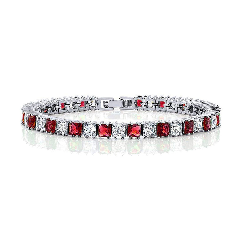 Classic Princess Cubic Zirconia Ruby Red Tennis Bracelet Women Bulk