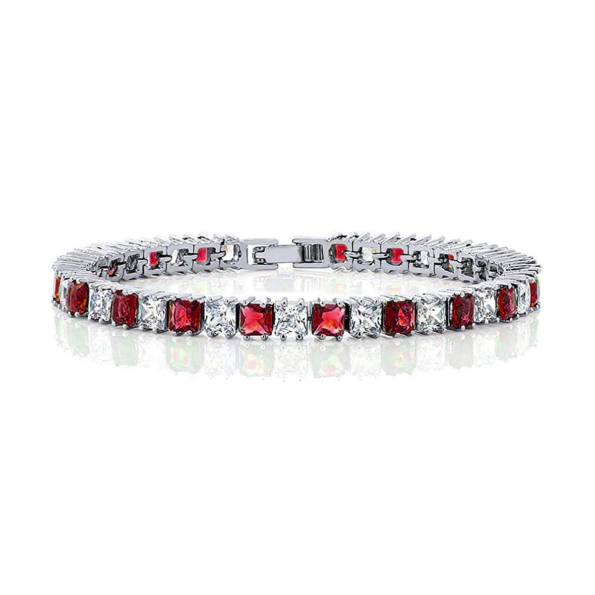 Classic Princess Cubic Zirconia Ruby Red Tennis Bracelet Women Bulk