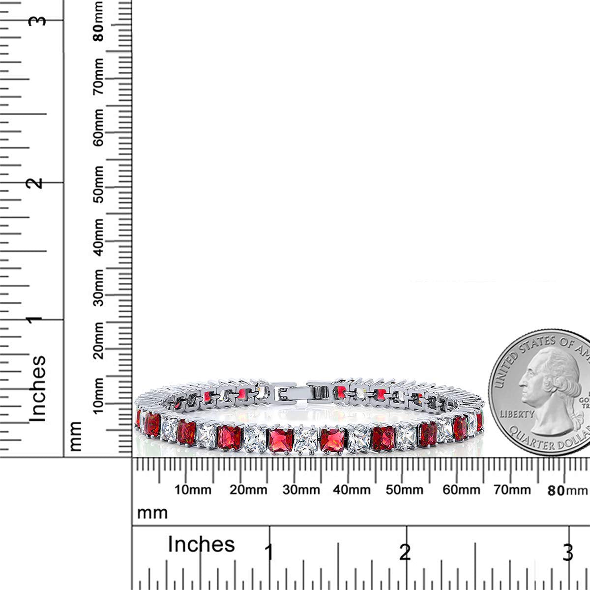 Classic Princess Cubic Zirconia Ruby Red Tennis Bracelet Women Bulk