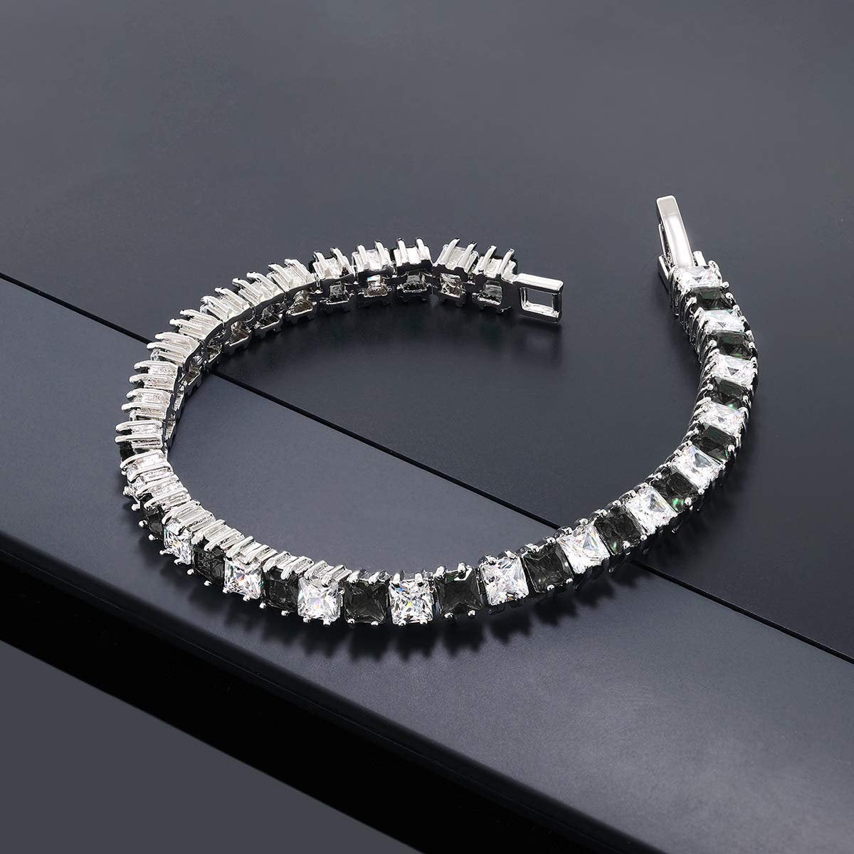 Classic Princess Cubic Zirconia Black Spinel Tennis Bracelet Bulk Main image