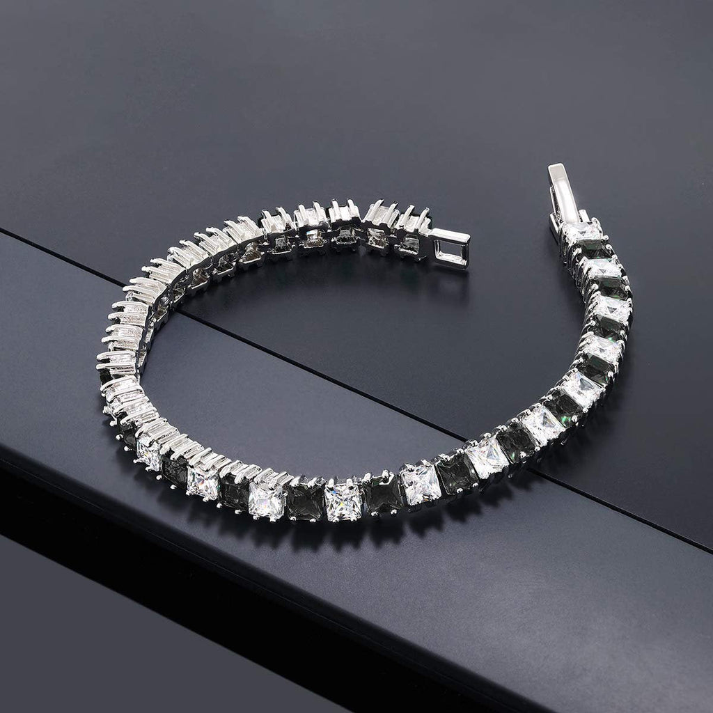 Classic Princess Cubic Zirconia Black Spinel Tennis Bracelet Bulk