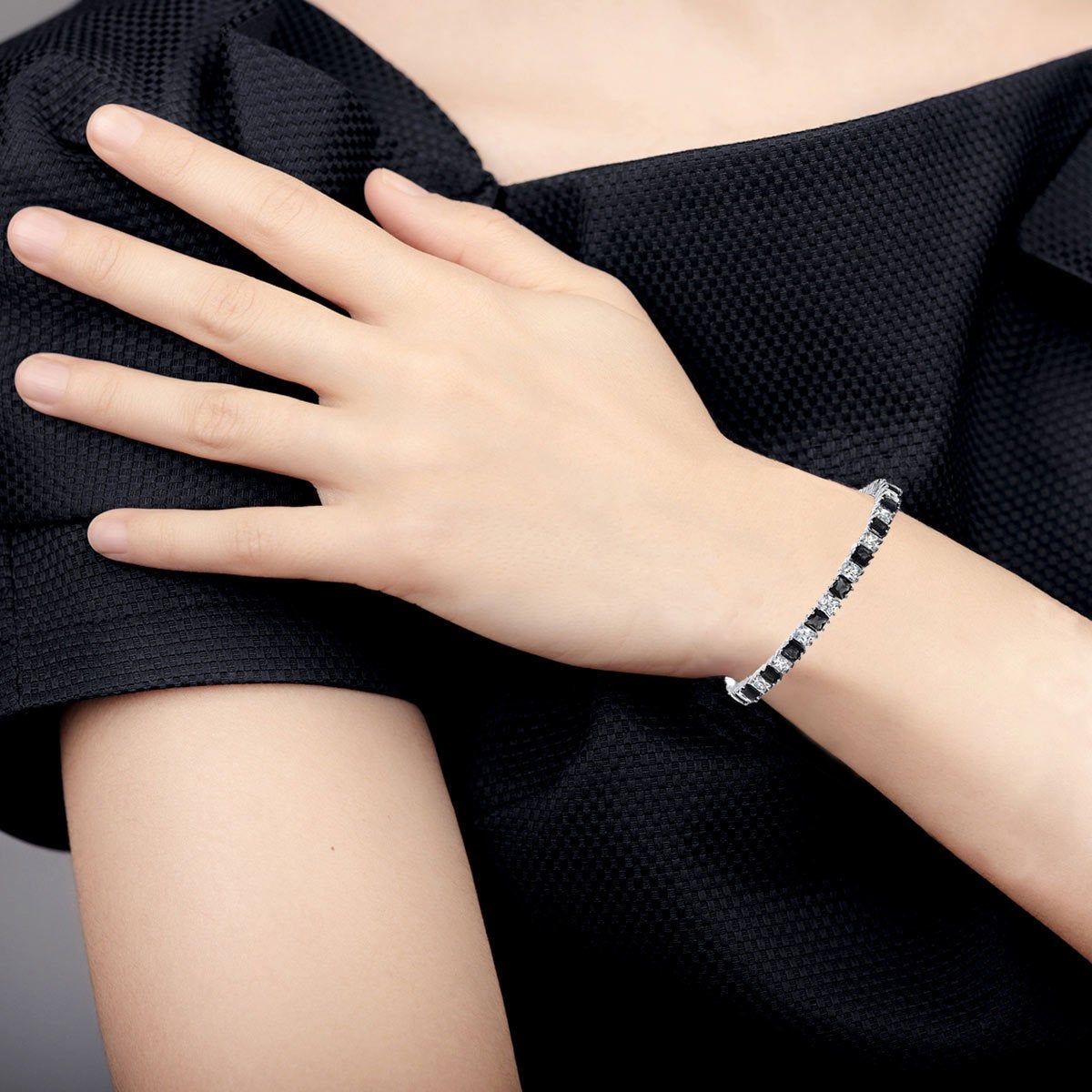 Classic Princess Cubic Zirconia Black Spinel Tennis Bracelet Bulk