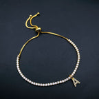 Gold Solitaire Initial Alphabets Letter CZ Slider Tennis Bracelet Bulk