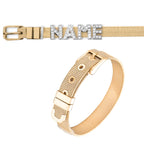 Personalised Name Alphabet Initial Letter Stainless Steel Rhinestone Bracelet