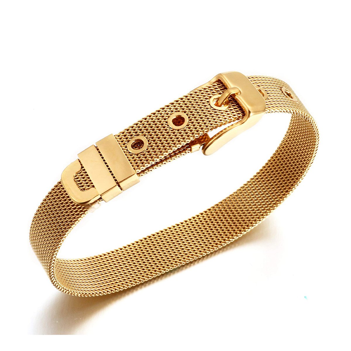 Watch Strap Mesh Belt Buckle 18K Gold Stainless Steel Bracelet Bulk