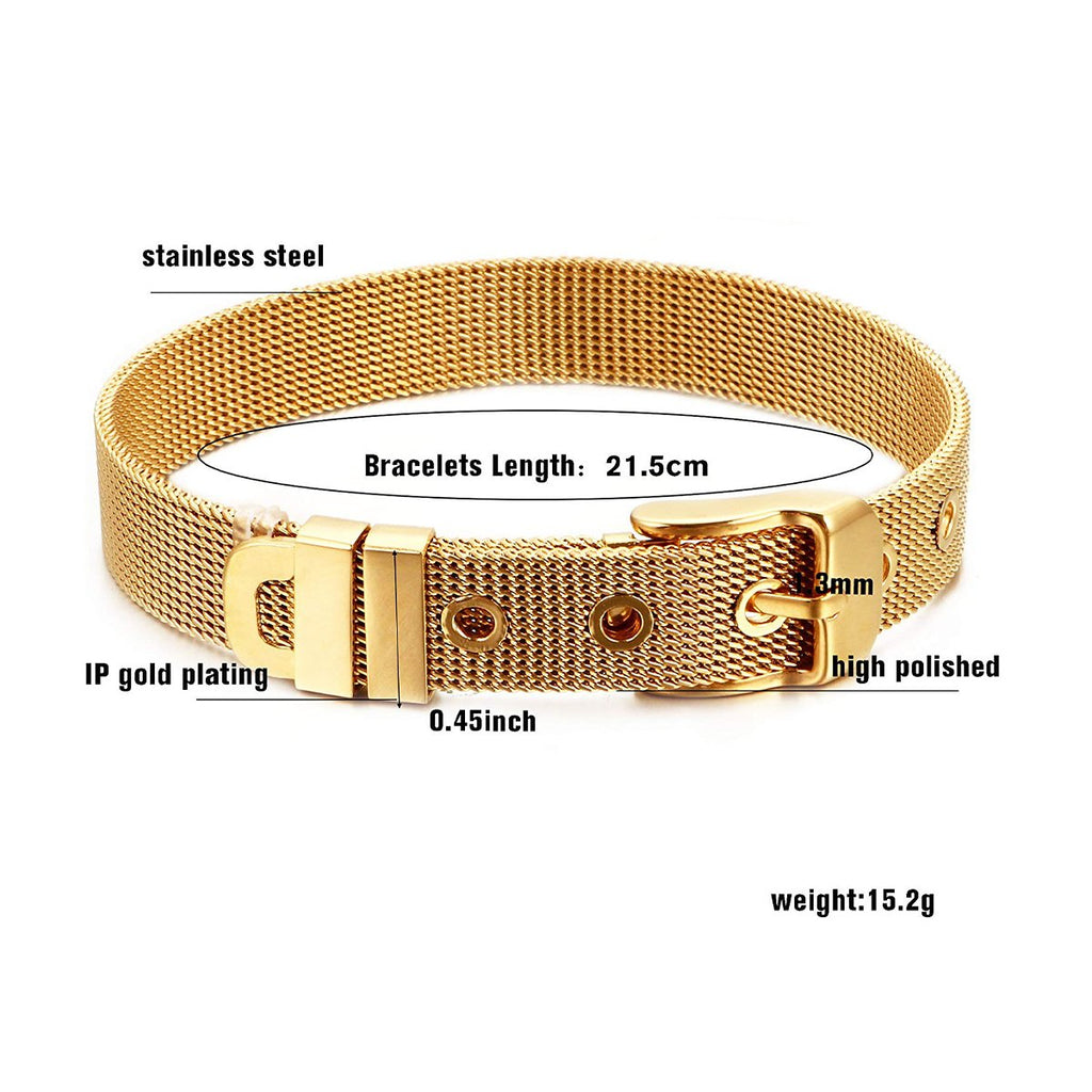 Watch Strap Mesh Belt Buckle 18K Gold Stainless Steel Bracelet Bulk
