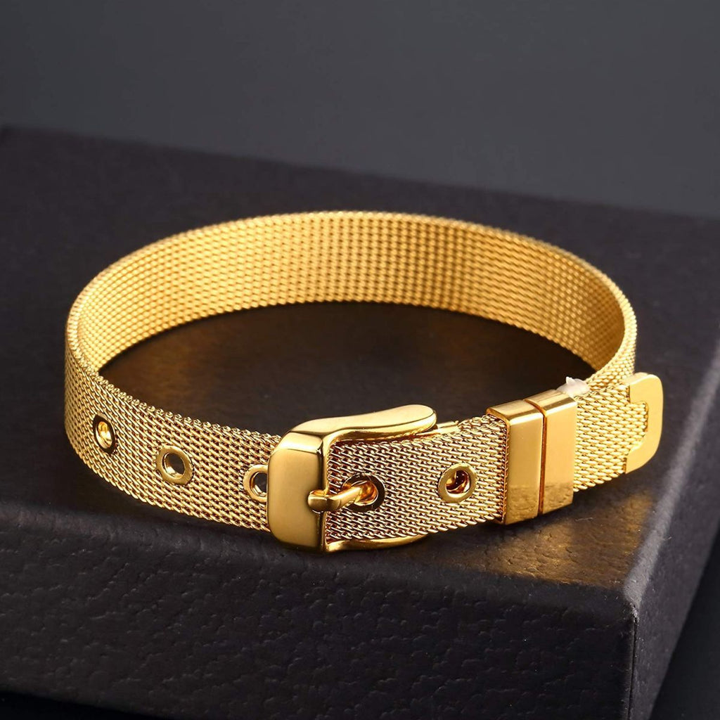Watch Strap Mesh Belt Buckle 18K Gold Stainless Steel Bracelet Bulk
