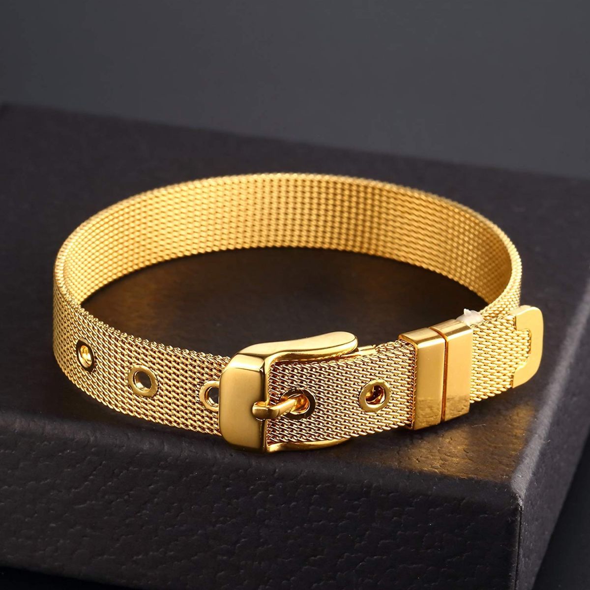 Watch Strap Mesh Belt Buckle 18K Gold Stainless Steel Bracelet Bulk