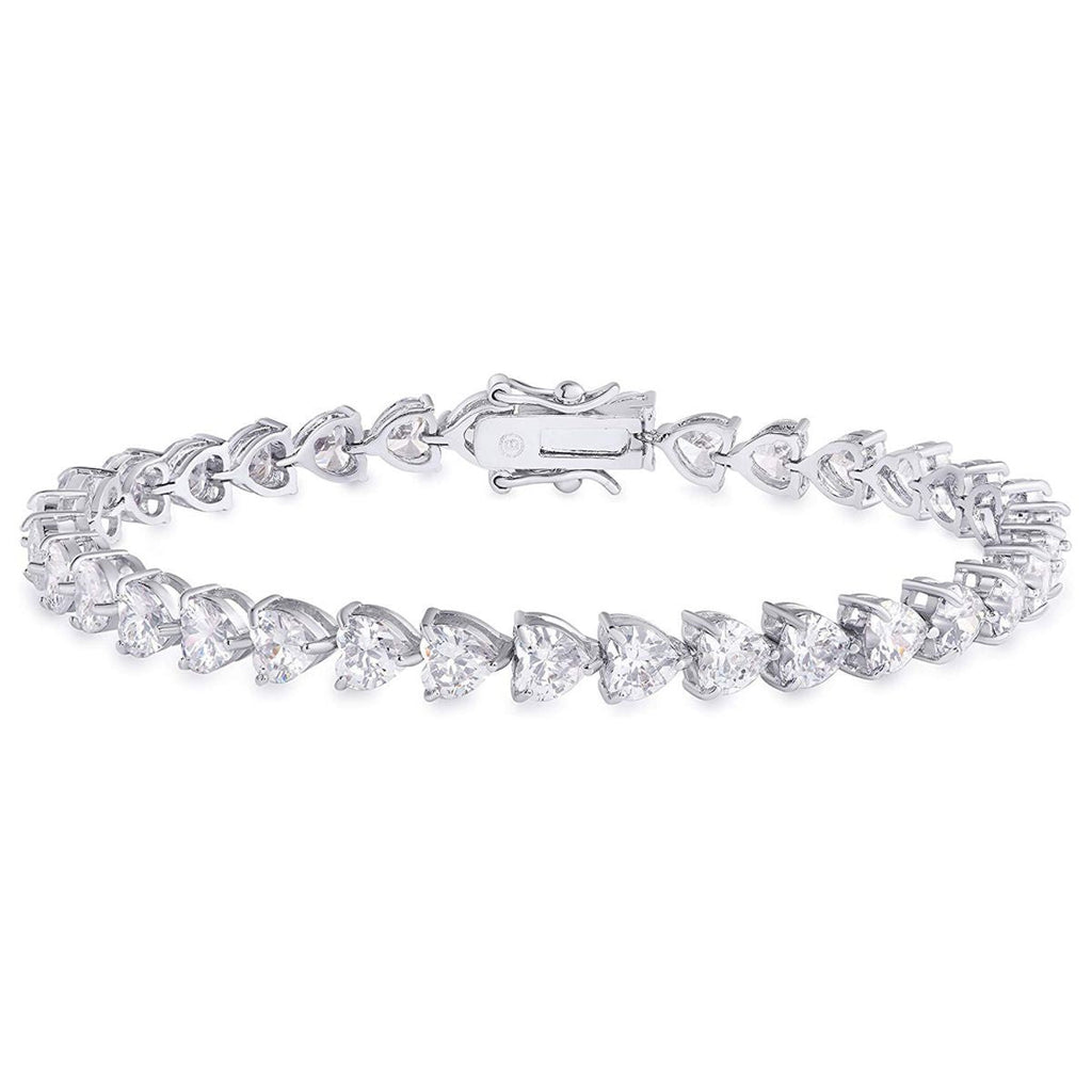 Love Heart CZ American Diamond Silver Tennis Bracelet Girl Bulk