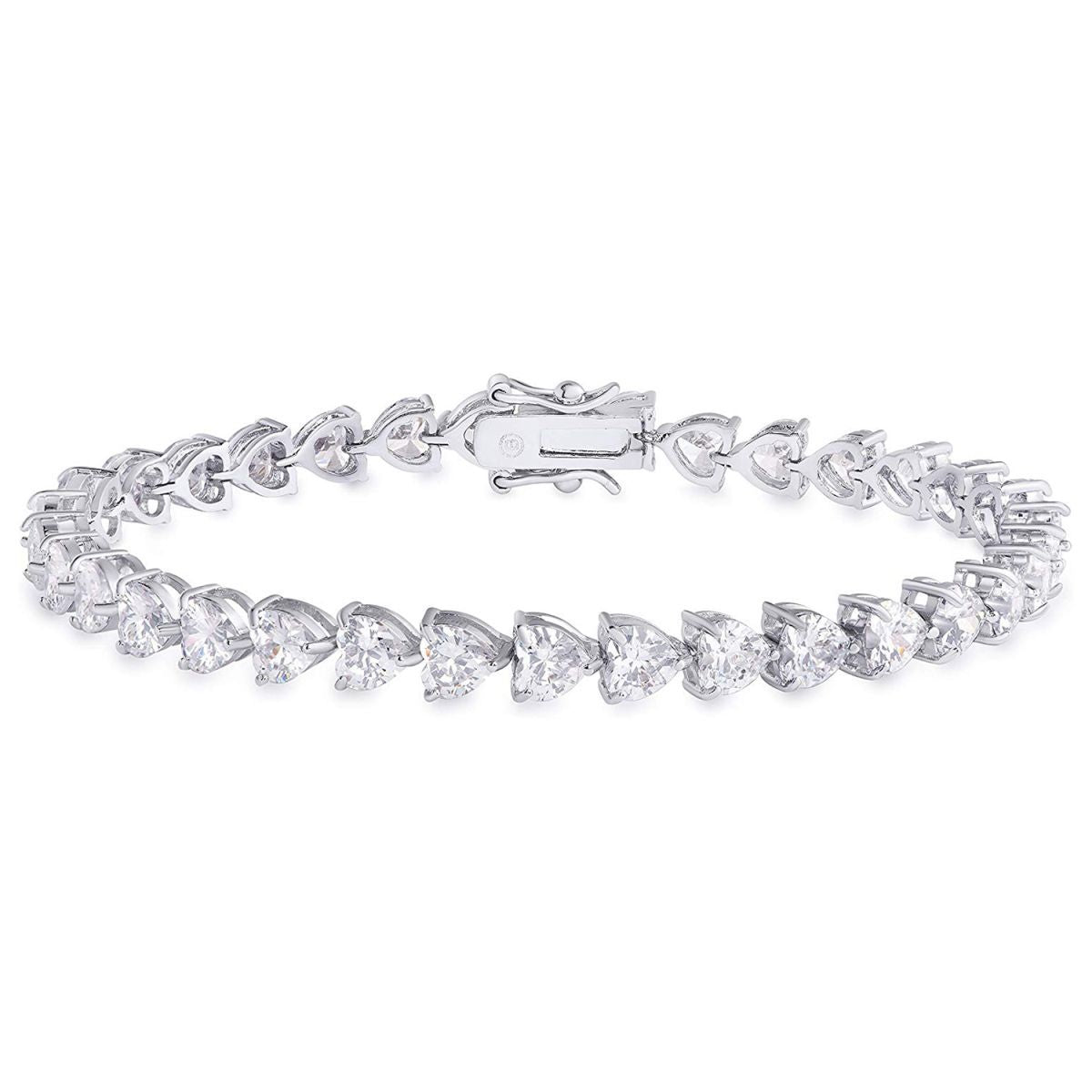 Love Heart CZ American Diamond Silver Tennis Bracelet Girl Bulk