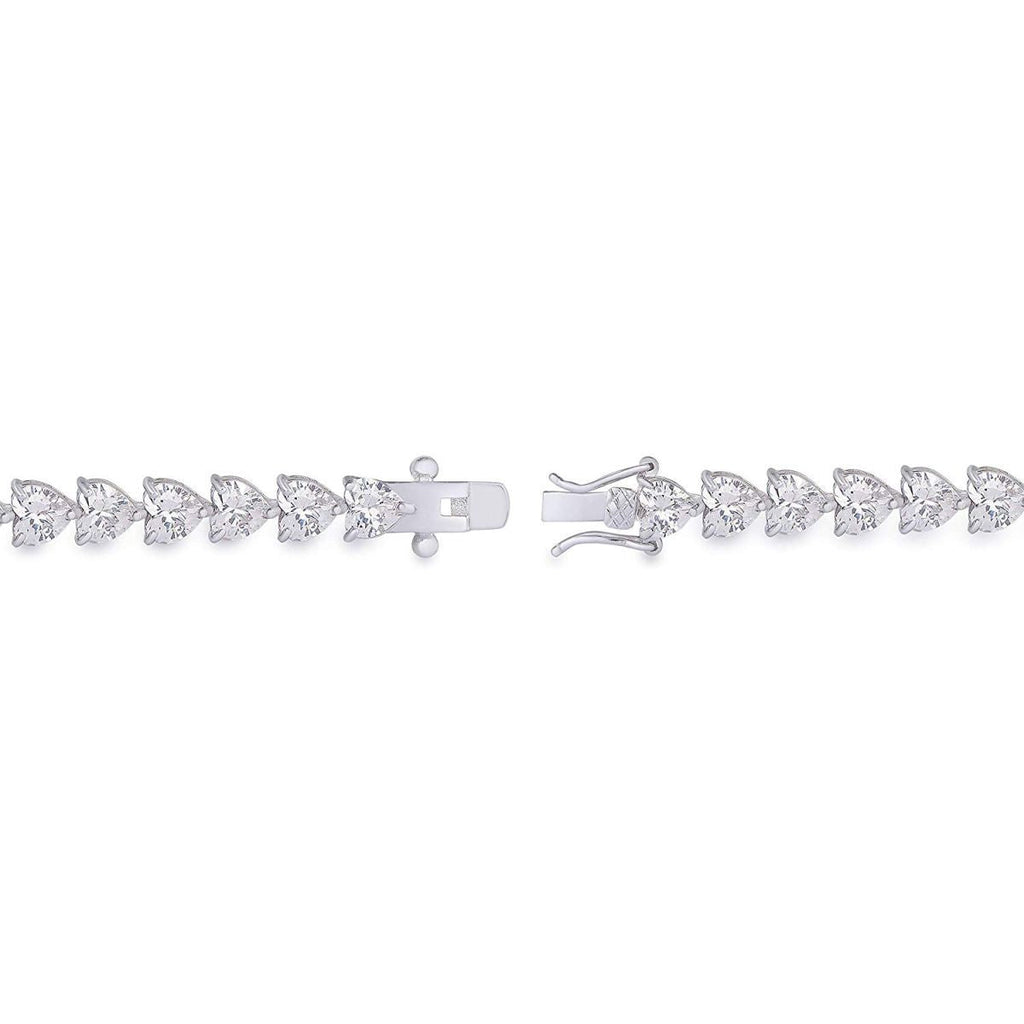 Love Heart CZ American Diamond Silver Tennis Bracelet Girl Bulk