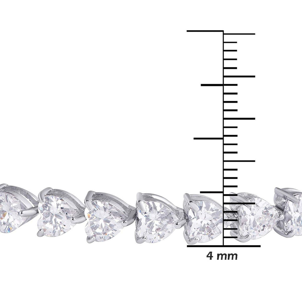 Love Heart CZ American Diamond Silver Tennis Bracelet Girl Bulk