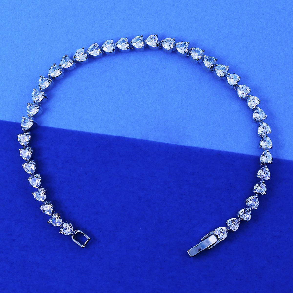 Love Heart CZ American Diamond Silver Tennis Bracelet Girl Bulk