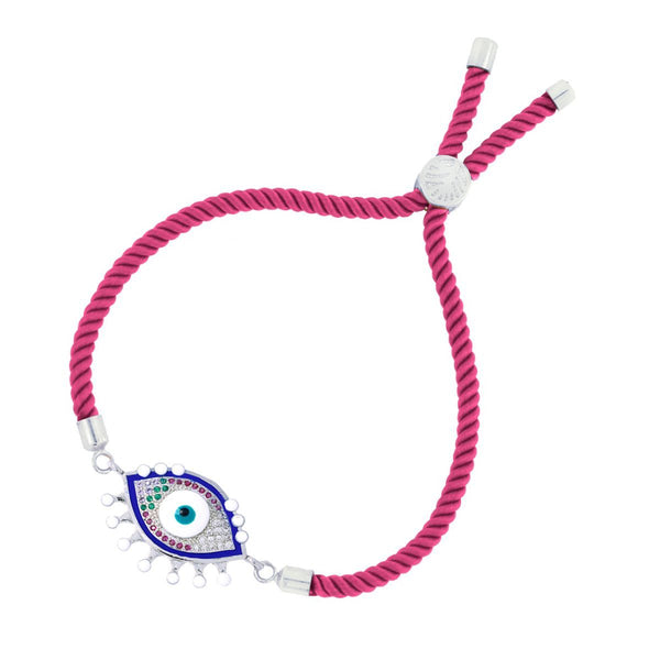 Pink Silver Enamel Thread Turkish Evil Eye Bracelet For Women Bulk Main image