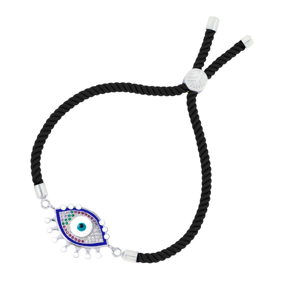 Black Silver Enamel Thread Turkish Evil Eye Bracelet For Women Bulk Main image