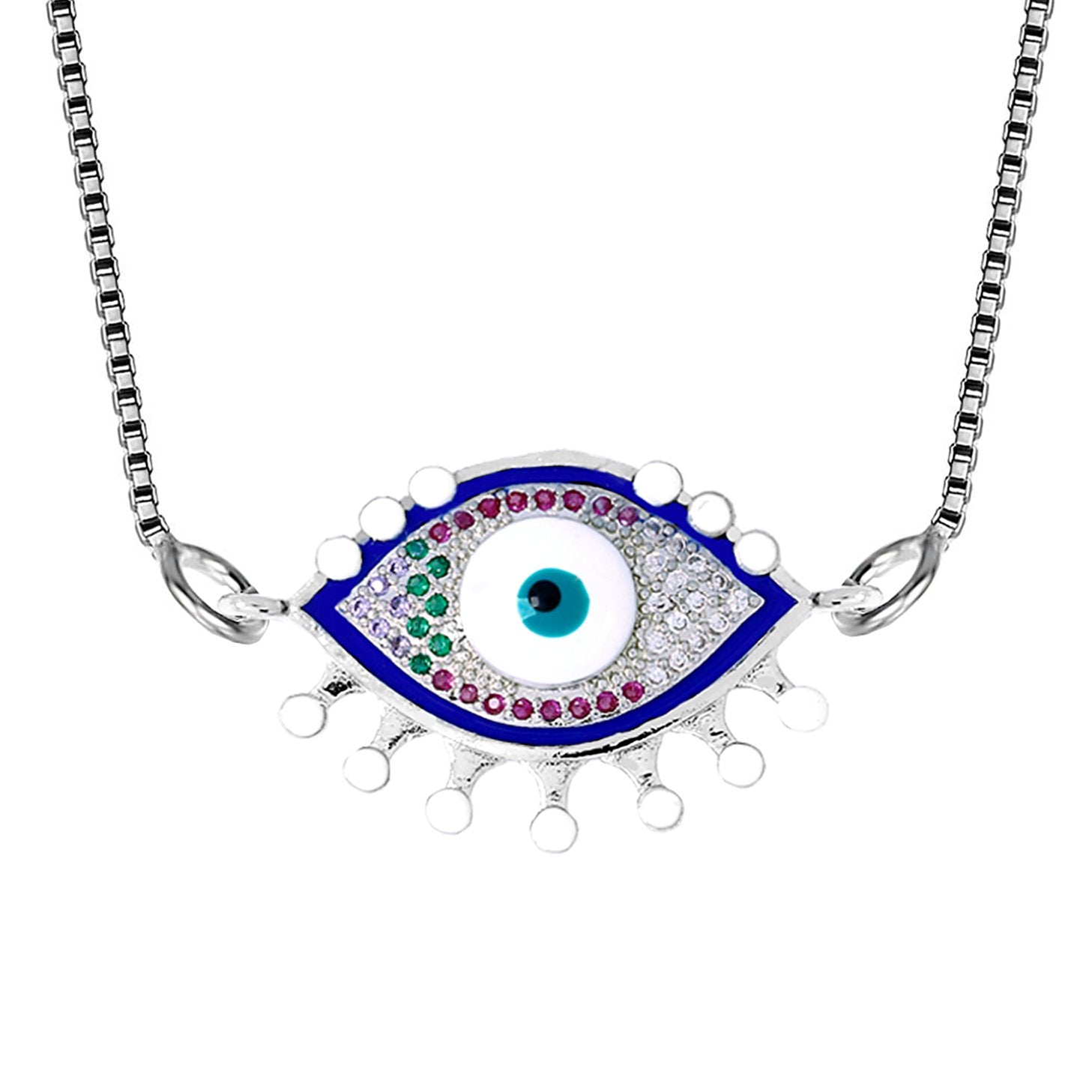 Turkish Blue Evil Eye Cubic Zirconia Necklace Pendant Chain Women Secondary image